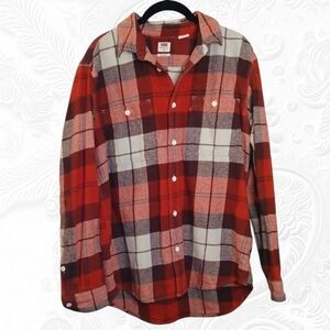 Levi's 100% Cotton Orange & Brown Relaxed Medium Weight Flannel Size Medium